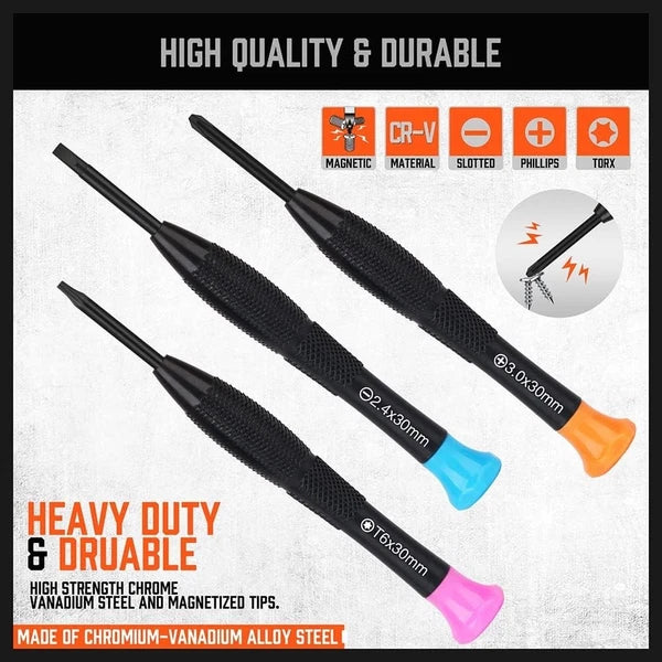 Mini 24-Piece Screwdriver Set - Phillips, Slotted, and Torx with Storage Bag