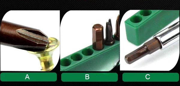 20 In 1 S2 Screwdrivers Set with Hex Slotted Torx Trilateral Screwdriver Bits