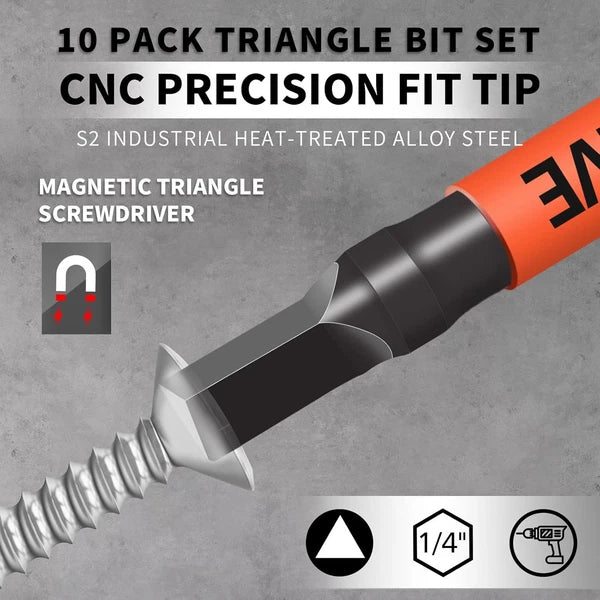 10-Pack Triangle 10 Pack Bit Set, Black Screwdriver Set