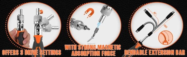 Ratchet Screwdriver Set 68 in 1 Hexagonal Cross Torx Magnetic Head Tough Handle