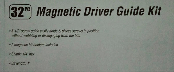Magnetic driver guide kit 32pc mix screwdriver attachments for drill