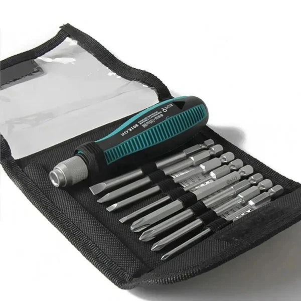 9Pcs/set Precision Screwdriver Set 1/4"/6.35mm Slotted Bits with Magnetic Tools