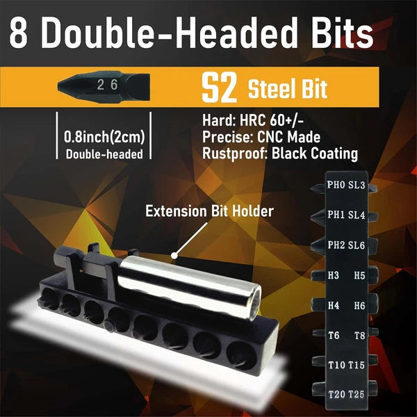 10In1 Short Stubby Mini Screwdriver for Tight Spots, Cellulose Acetate Fiber