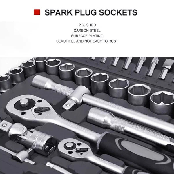 Socket Set 94 Pcs Ratchet Spanner Wrench 1/2" 1/4" Screwdriver Bits Tool Kit USA