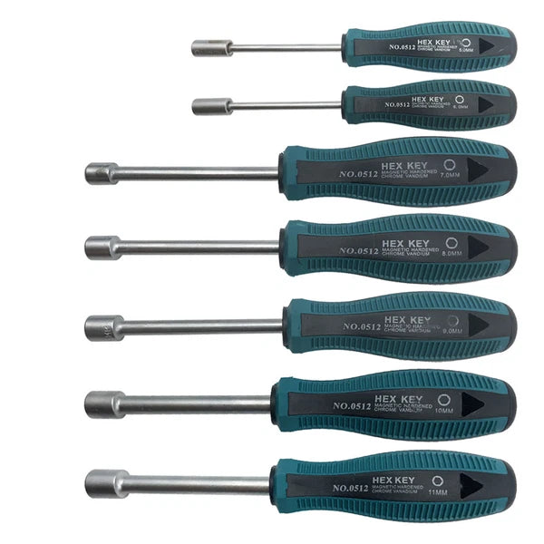 7pcs Metal Socket Wrench Screwdriver set Hex Steel Hex Torque Hexagonal 5mm-11mm