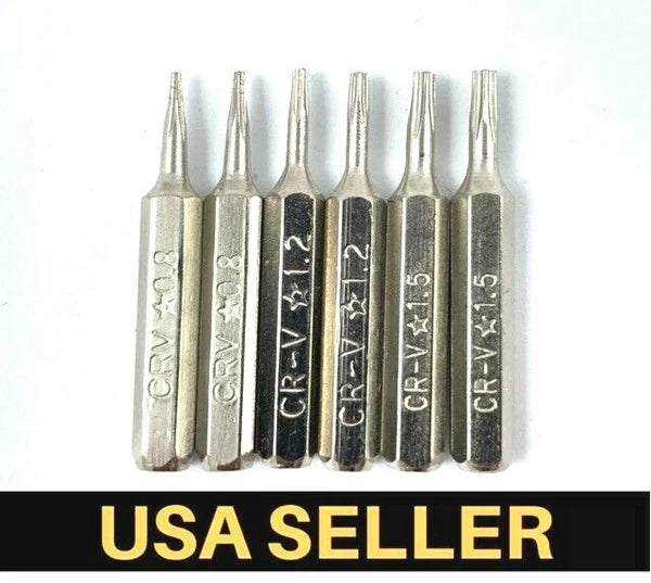 6 PCS Pentalobe Screwdriver Bits Set P2 P5 P6 5-Point 5-Star 0.8 mm 1.2 1.5 Torx