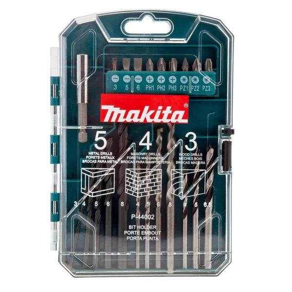 Makita Drill and Screwdriver Bit Set 22 Piece In A Plastic Case P-44002