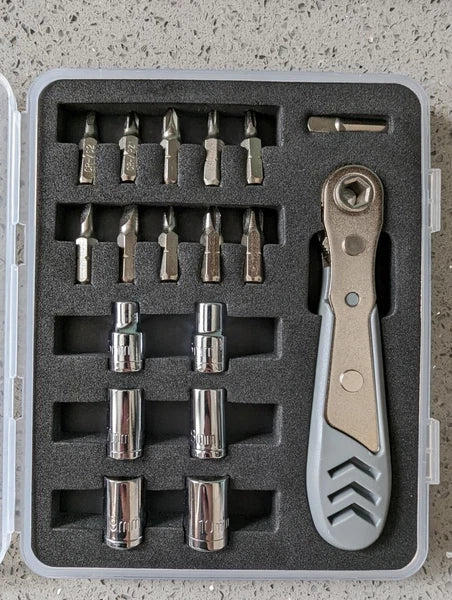 17in1 Right Angle Ratcheting Screwdriver Set, [Bearing Steel] 36-Tooth Mini Ratc