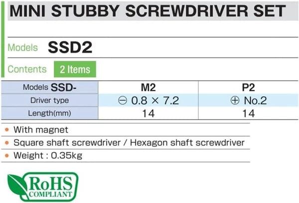 New TONE MINI STUBBY SCREWDRIVER SET SSD2 from Japan