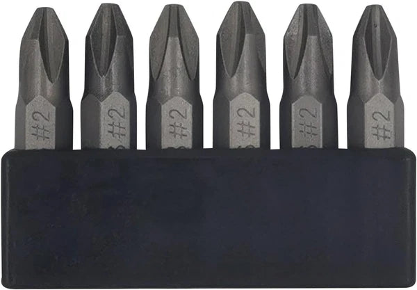 6Pcs 35Mm JIS Screwdriver Bit Set with Magnetic Tip, #1X2 #2X2 #3X2, Grey