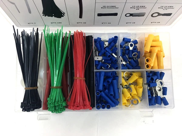 7 pcs Insulated Screwdriver and Mains Tester Set + 308 pcs Electrical Assortment