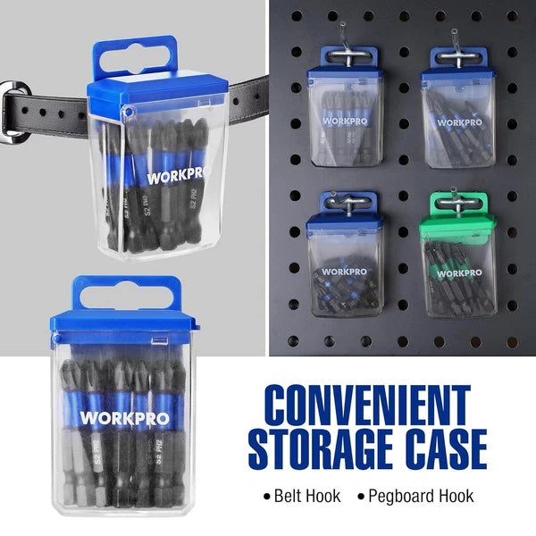 WORKPRO 12pcs PH2 Impact Phillips Screwdriver Bit Set, CNC Machined S2 2 in