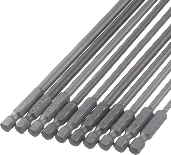 10 Pack Extra Long Phillips Screwdriver Bit Sets, 1/4 Inch Hex Shank Magnetic Sc