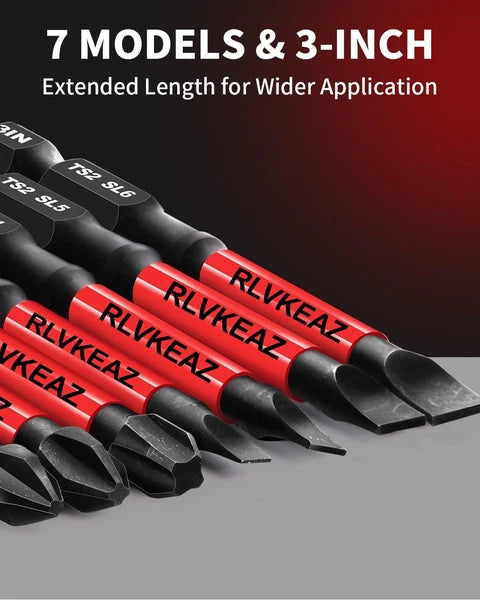 10-PCS 3" Long Magnetic Screwdriver Bits Set: Phillips Bits #1/#2/#3 & Slotted H