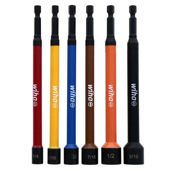 Wiha Tools 70486 6 Piece Color Coded Magnetic Nut Setter SAE Set