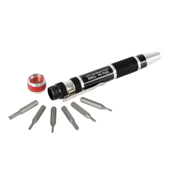 Wiha Tools 75981 Slotted/Phillips Pocket Clip Storage Handle Micro Bits Set 7 Pc