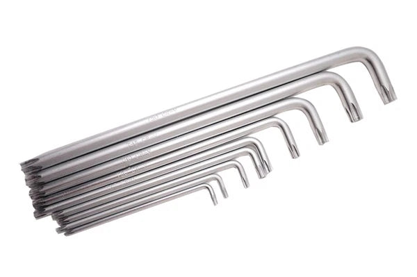 9pc 40CR Steel Tamperproof Torx Key Wrench Set (T10-T50) Extra Long Tip