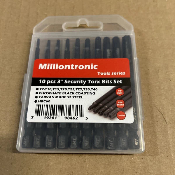 10-Piece Impact Rated 3" Security Torx Bit Set | Temper Proof, Advanced